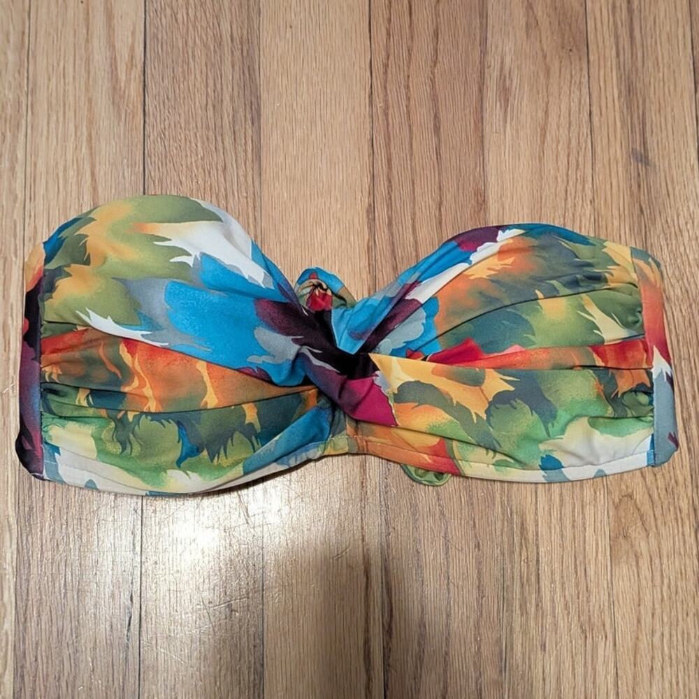 ABS By Allen Schwartz Vibran Abstract Floral Bandeau Bikini Top